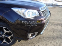 Защита передняя (овальная короткая) 75х42 мм Subaru Forester 2013